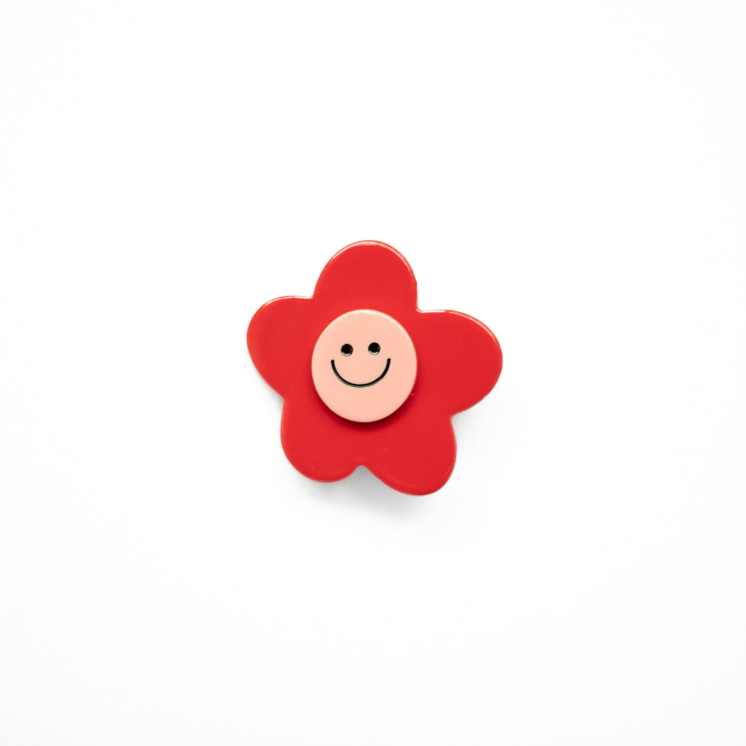 Cherry Red Happy Daisy Clip