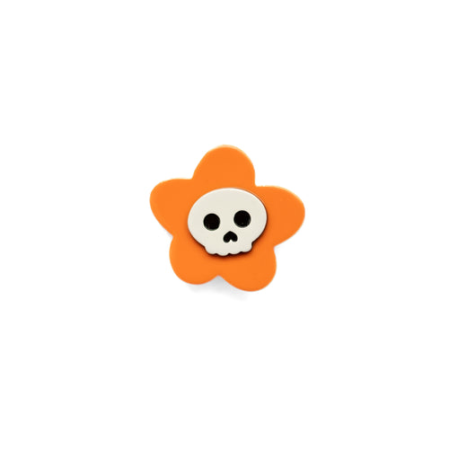 Orange Skeleton Daisy Clip